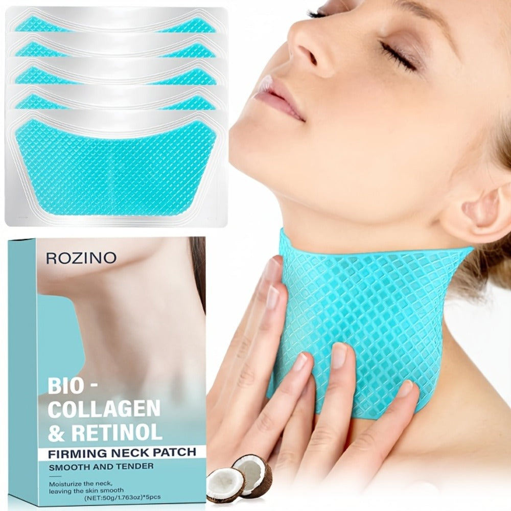 Neck Mask Patch 5pcs & Lifting, Bio Collagen, Bee Venom & 4-in-1 Retinol Gel Patch, Reduces Wrinkles & Sagging