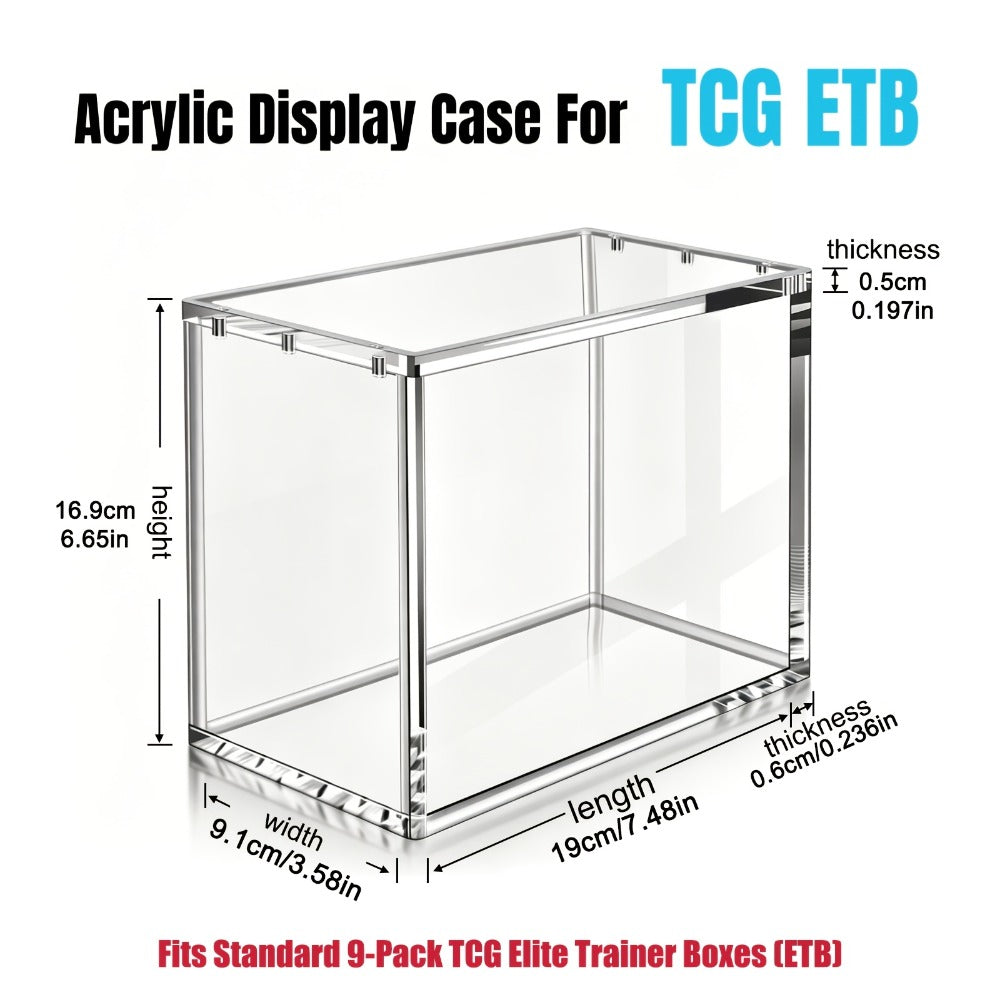 Pokemon Acrylic Display Case with UV Protection, 6MM Thick Crystal Clear Case for Booster Box & Elite Trainer Box