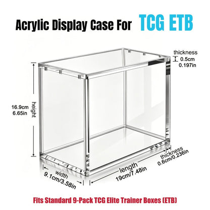 Pokemon Acrylic Display Case with UV Protection, 6MM Thick Crystal Clear Case for Booster Box & Elite Trainer Box