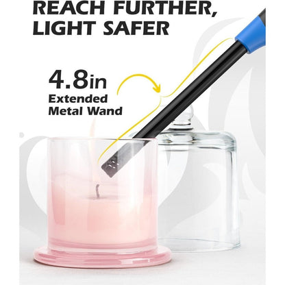 Six-Pack Refillable Butane Candle Lighters with Long Metal Wands and Assorted Mixed Colors