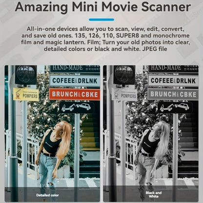 Film Scanner 10MP Negative & Slide Scanner, Converts 35mm/110/Super 8 Film to Digital JPEG, 2.0" LCD Screen