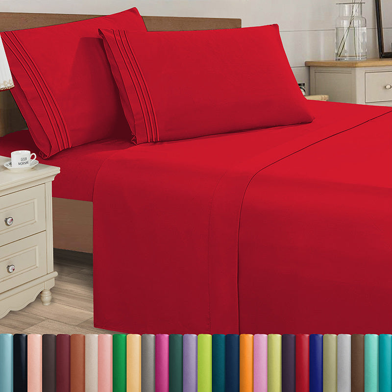 Microfiber Bed Sheet Set 4-Piece Deep Pocket Cooling Sheets Twin Full Queen King Cal King Split King