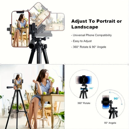 55 Inch Aluminum Tripod with Pistol Grip Head | Dual-Use Phone & Camera Travel Stand for iPhone Android DSLR Mirrorless Action Cam