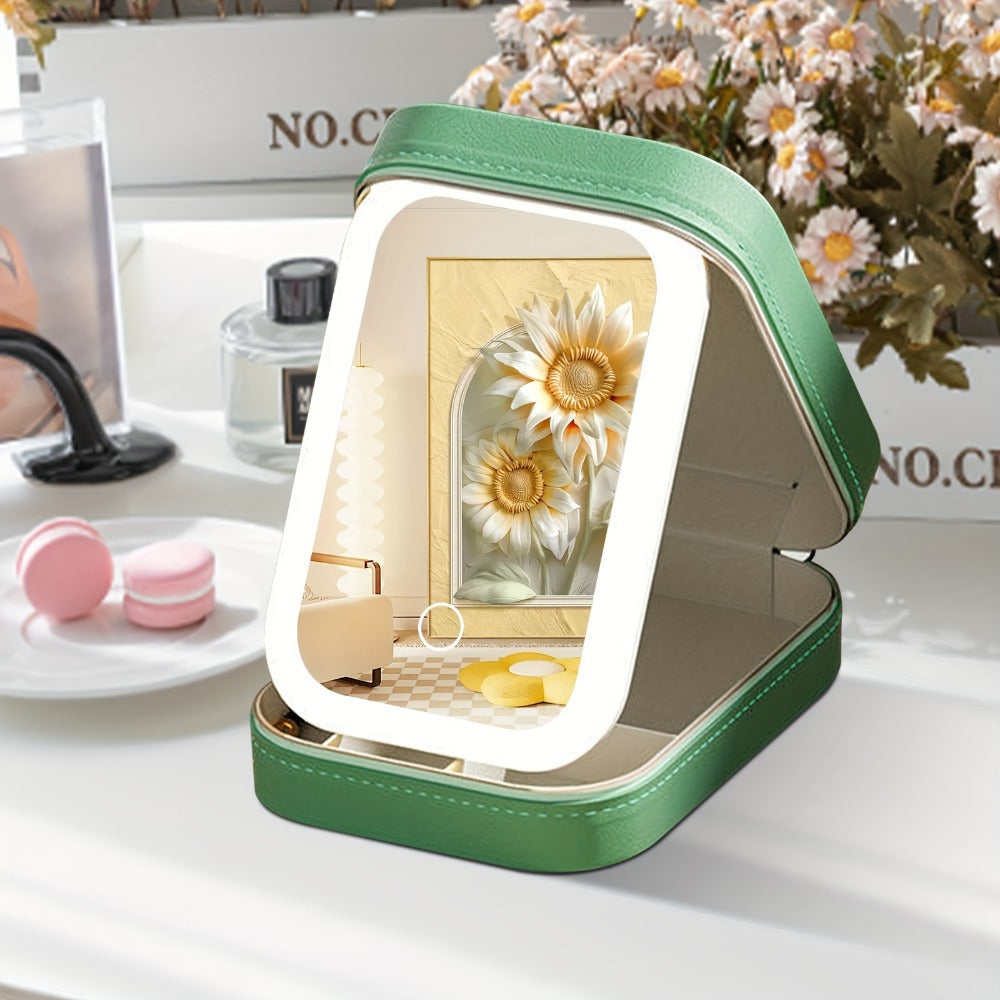 Lighted Makeup Case with LED Mirror & Cosmetic Organizer – 1200mAh Rechargeable USB Travel, for Makeup, Travel and Everyday Vanity Use