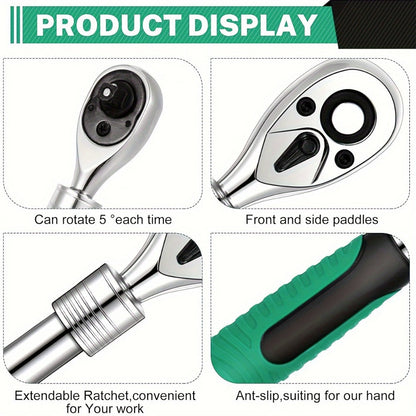 Three-Piece Ratchet Handle Set with 1/4, 3/8 and 1/2-Inch Drives, 72- or 24-Tooth Options Pictured
