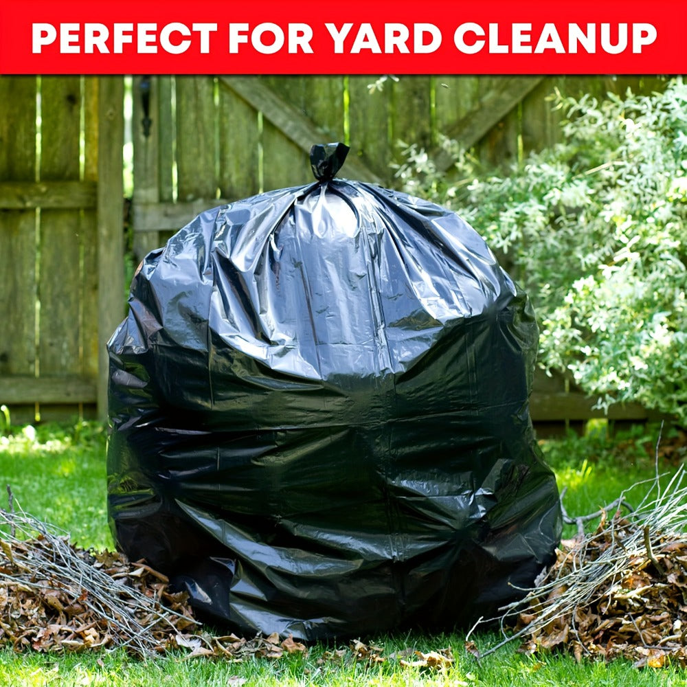 65 Gallon Trash Bags, Extra Large Black Garbage Bags Tear-Resistant Thickened, 25 & 50 Count for Yard Waste