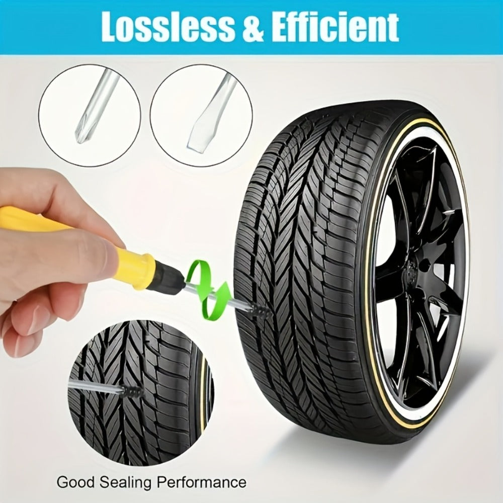 Tubeless Tire Repair Kit 121-Piece – Rubber Nail Plugs with Screwdriver, Emergency Puncture Repair Tool for Car, Truck & Motorcycle