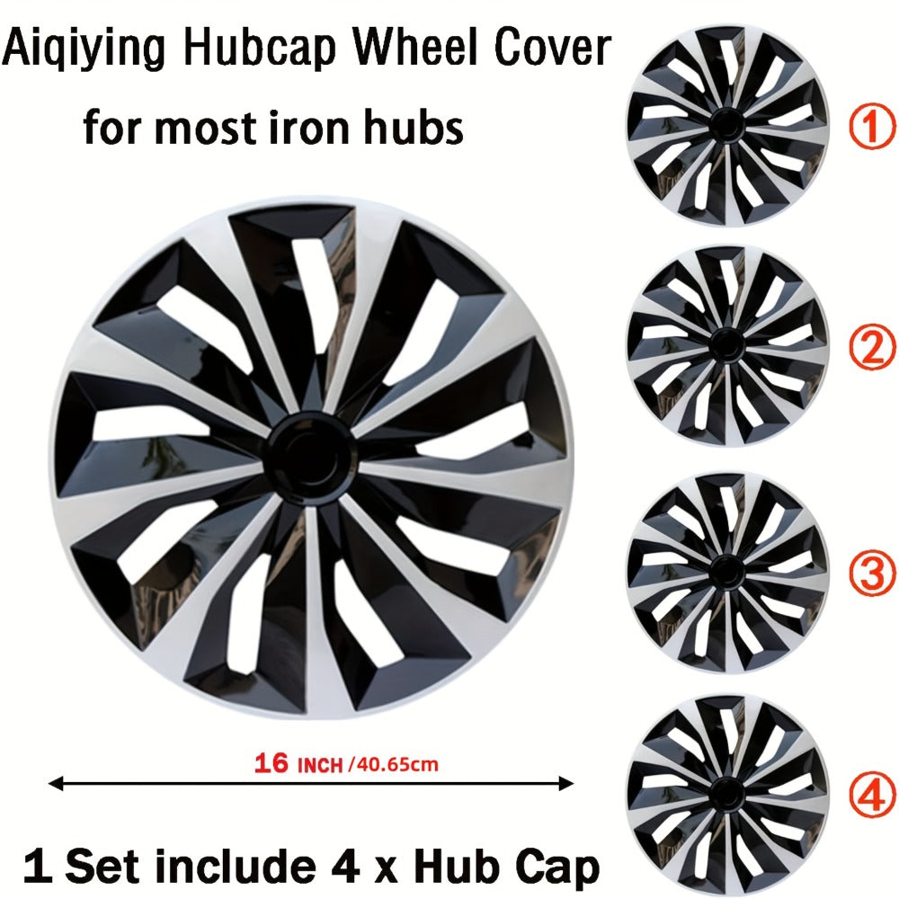Hubcaps 4pcs Set – 15 Inch & 16 Inch Full Cover Wheel Hub Covers, Snap-On Easy Install, Universal Fit Steel Wheels for Sedan, SUV