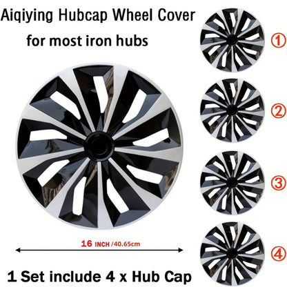 Hubcaps 4pcs Set – 15 Inch & 16 Inch Full Cover Wheel Hub Covers, Snap-On Easy Install, Universal Fit Steel Wheels for Sedan, SUV