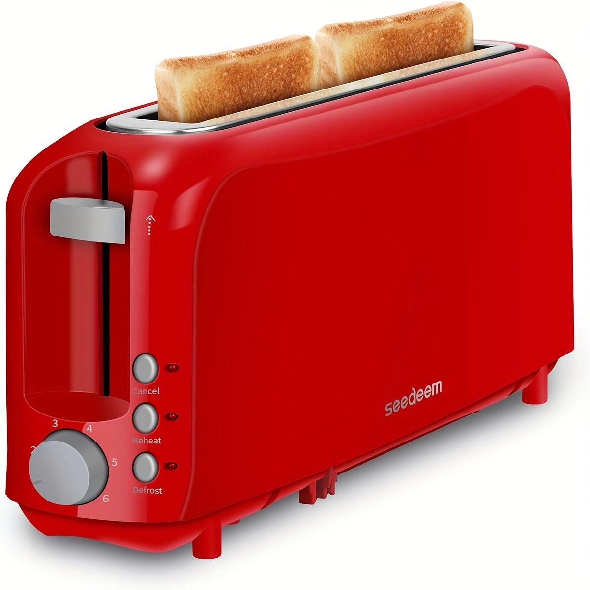 2-Slice Toaster Slim Ultra-Thin Design, 6 Browning Settings, 10" Long Slot, Reheat & Defrost Functions