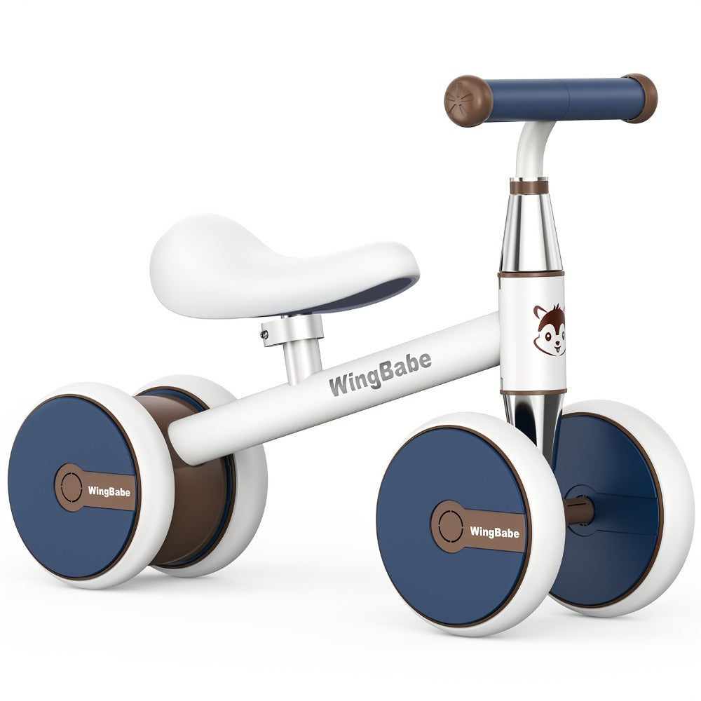 4 Wheel Balance Bike for Baby Toddlers 10-36 Months, First Bike with Adjustable Seat, 90° Steering Limit & Silent Anti-Slip Tires
