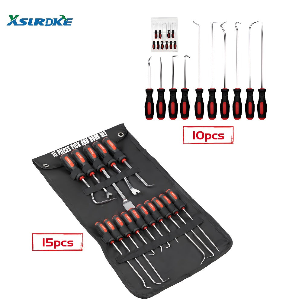 Pick and Hook Set 10/15 Piece – Precision Automotive Oil Seal O-Ring Gasket Removal Tool, Chrome Vanadium Steel, Ergonomic Non-Slip Grip