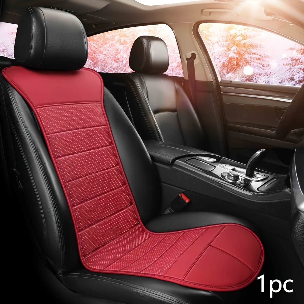 Vest-Style Car Seat Cushion with Connected Backrest and Seat Pad, Memory Foam Fill and Red, Beige or Black Options