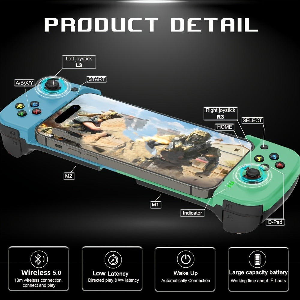 Bluetooth Wireless Gamepad Controller for iPhone Android PC Tablet Steam Deck, Rechargeable, Design