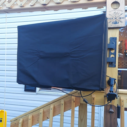600D Weatherproof Outdoor TV Cover with Roll-Up Flap & 3-Side Zipper – Non-Scratch Liner, Remote Pocket, Wall Mount Compatible, 30–50 Inch