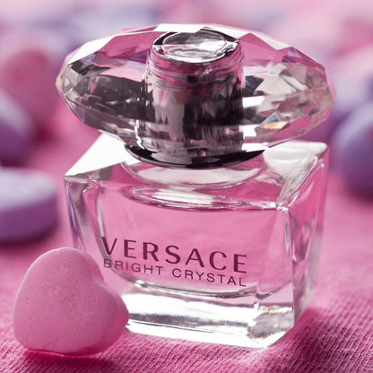 Versace Bright Crystal Eau de Toilette Mini Bottle Pair, Two 5ml Bottles with Faceted Clear Caps
