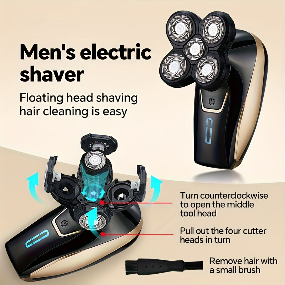 Bald Head Shaver for Men - Rechargeable Electric Razor for Bald Head & Beard Grooming, Multi-Functional Sensitive Skin Shaving Tool