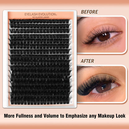 100D Volume Cluster Lashes DIY Individual Lash Extension Kit – Soft Reusable Single Clusters for Full Thick Dramatic Lash Look
