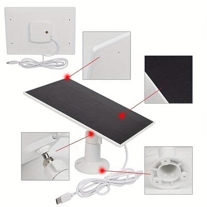Solar Panel Charger for Security Camera 7W 360° Adjustable USB-C Micro USB Outdoor Continuous for an Everyday Personal Care Routine