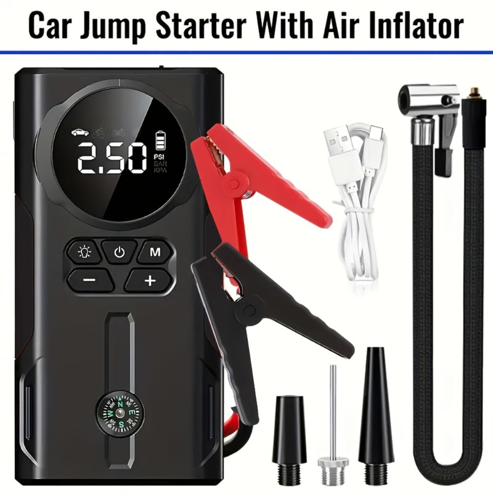 7000A Jump Starter with Air Compressor & Tire Inflator, 8-in-1 Portable Car Battery Booster for 9L Gas 8.5L Diesel, 150PSI Auto-Stop