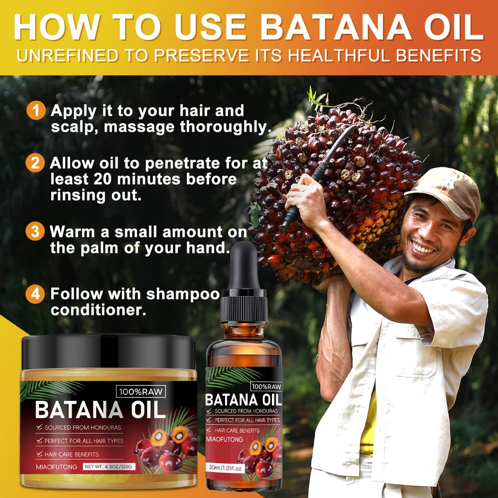 Pure Honduran Batana Oil 2-Pack – Natural Scalp Nourishing Strengthening Repair Oil for Dry Damaged Brittle Thinning Hair