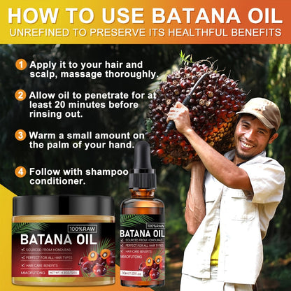 Pure Honduran Batana Oil 2-Pack – Natural Scalp Nourishing Strengthening Repair Oil for Dry Damaged Brittle Thinning Hair