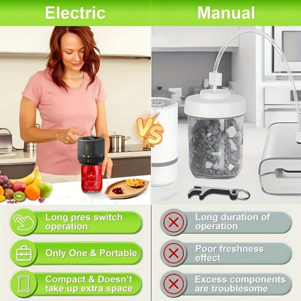Electric Mason Jar Sealer One-Touch Vacuum Seal - 2025 New Model Jar Sealer Kit with Wide Mouth & Regular Mouth Lids