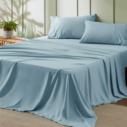 Bed Sheet Set Microfiber with Size-Dependent 3- or 4-Piece Contents, Four Bed Sizes and Eleven Colors