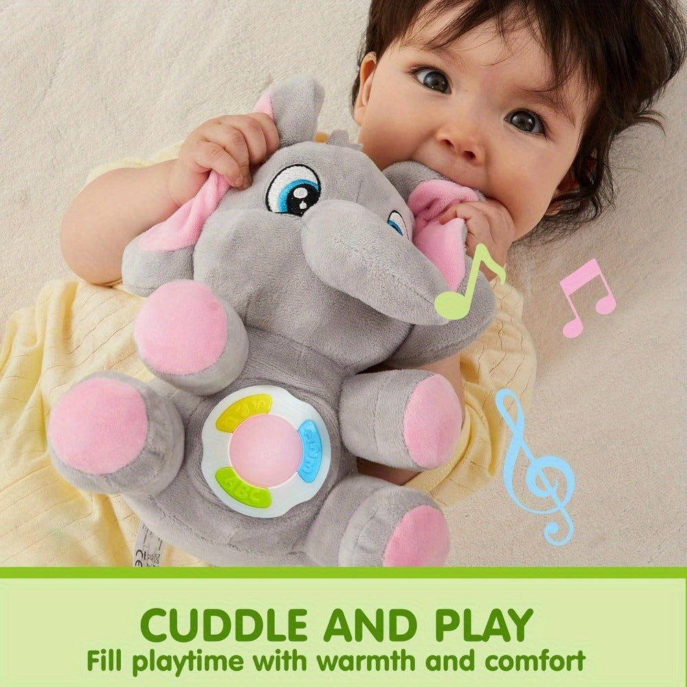 Plush Musical Elephant Baby Toy with Music & Lights, Stuffed Animal Sensory Toy for Infants 6+ Months
