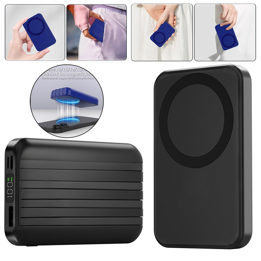 30000mAh-Labeled Magnetic Wireless Power Bank with Built-In USB-A and USB-C Cables in Four Colors