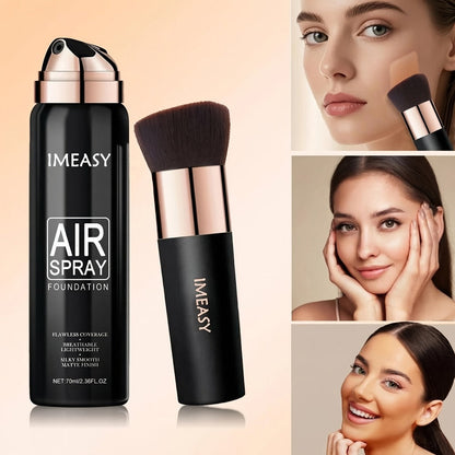 IMEASY 70ml Air-Spray Liquid Foundation and Flat-Top Brush Set in Shade Codes 01, 02 or 03