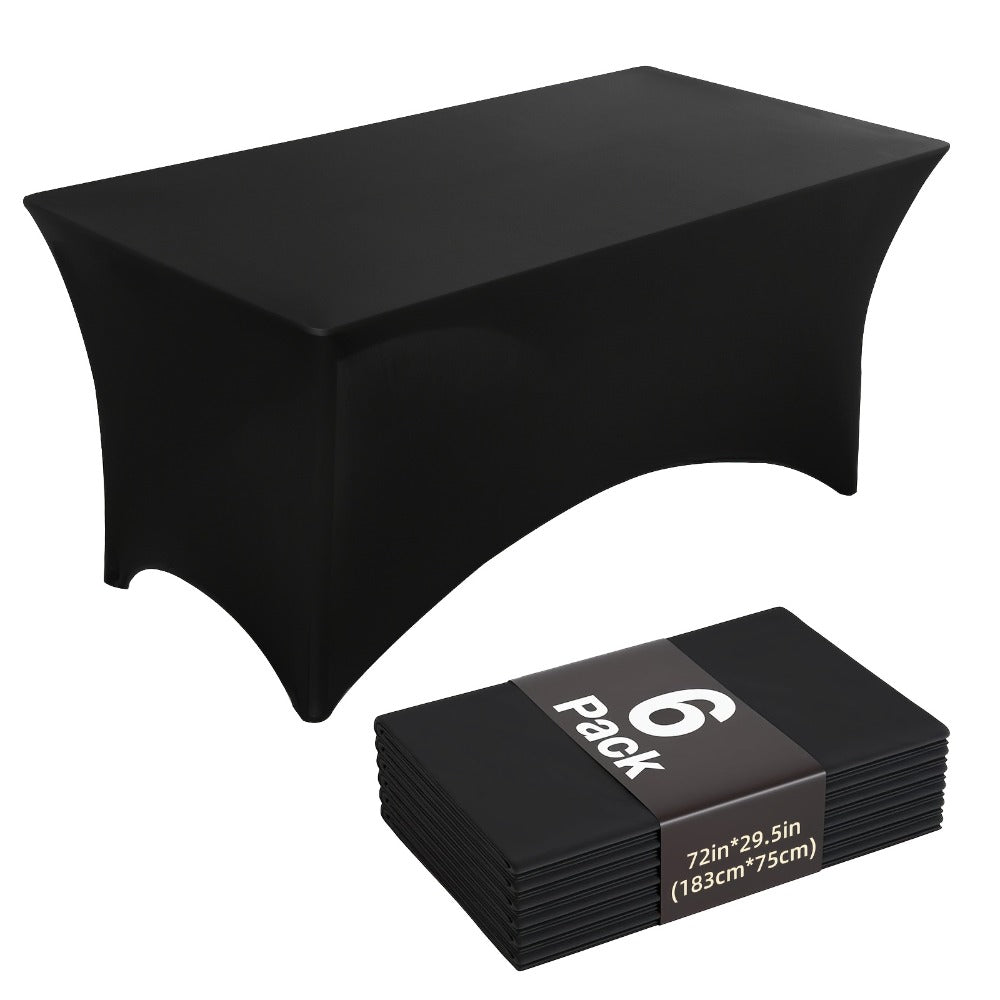 6 Pack Spandex Table Covers for 6ft Rectangular Tables – Fitted Stretch Tablecloths Wrinkle Resistant Washable Reusable for Wedding Party