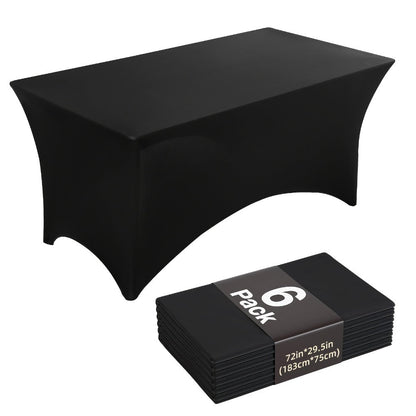 6 Pack Spandex Table Covers for 6ft Rectangular Tables – Fitted Stretch Tablecloths Wrinkle Resistant Washable Reusable for Wedding Party