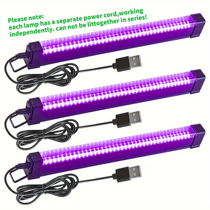 UV Black Light Strip USB LED, 32cm / 12.6ft Portable Magnetic Black Light Tube for Halloween Party
