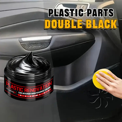 Car Plastic Restorer & Black Interior Trim Polish – Scratch Repair Paste, Anti-Aging Refurbishment Wax for Dashboard, Bumper