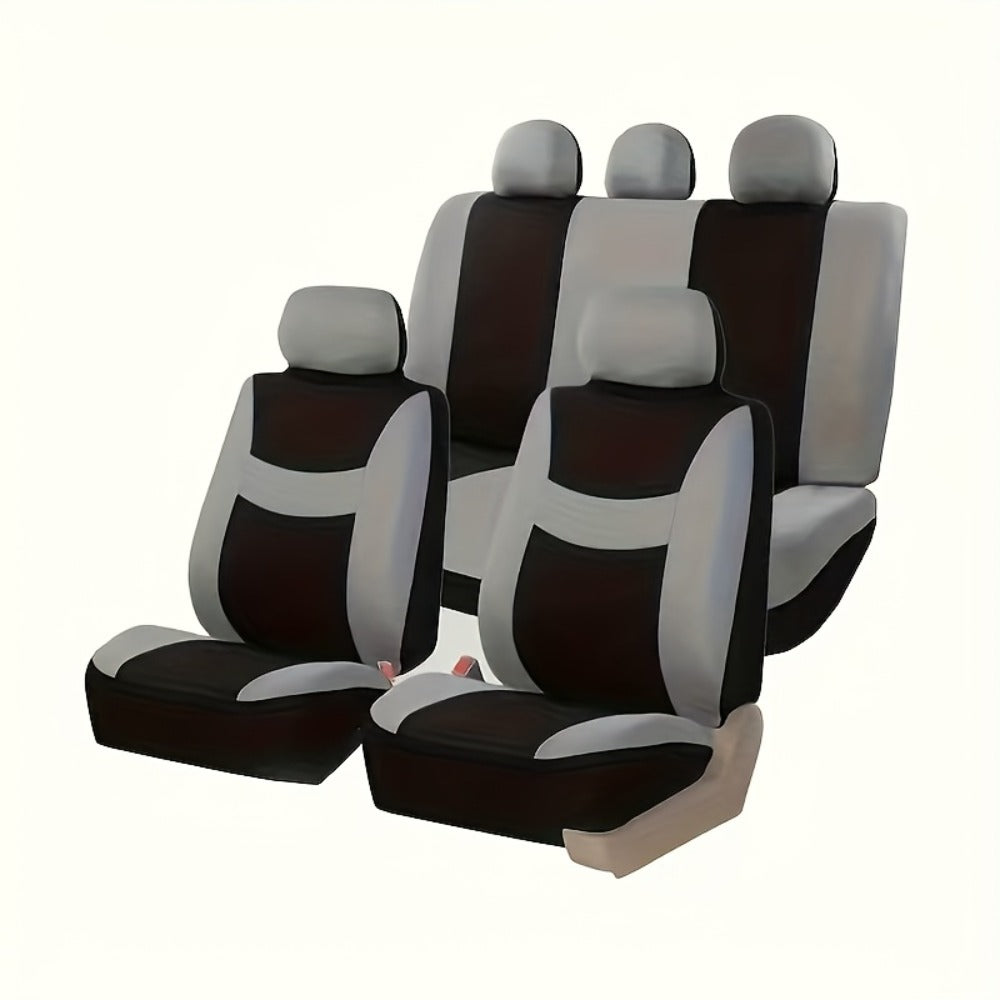 Car Seat Covers 5-Seat Breathable Fabric Full Set with Front and Rear Pieces in Ten Color Options