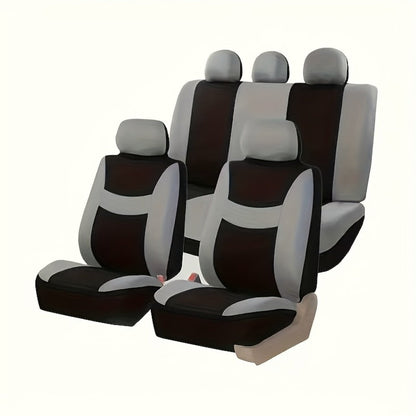 Car Seat Covers 5-Seat Breathable Fabric Full Set with Front and Rear Pieces in Ten Color Options