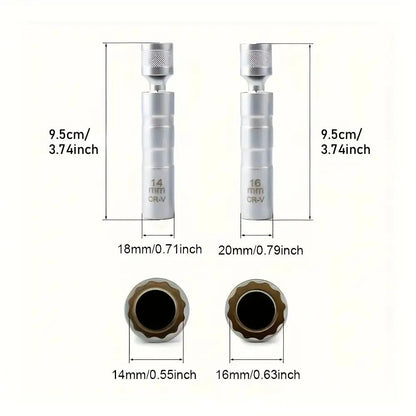 Magnetic Spark Plug Socket Set 14mm 16mm Universal 1/2 Inch Drive Alloy Steel Spark Plug Removal Tool with 3/8 Inch Drive Ratchet Wrench