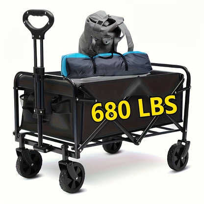 Folding Wagon, Garden Cart Beach Wagon Camping Utility Outdoor Cart for Garden, Patio and Yard Use
