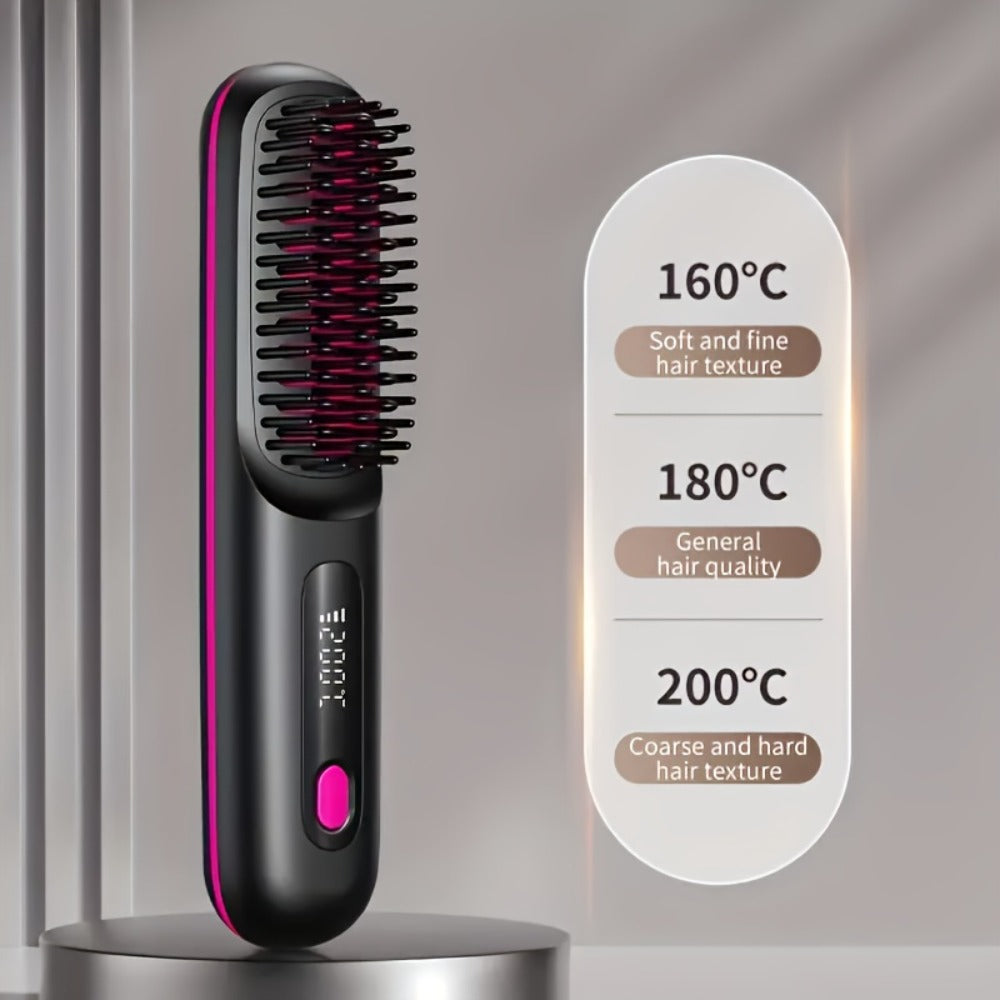 Cordless Hair Straightener 2-in-1 Ceramic Flat Iron & Curler – USB-C Rechargeable Wireless Portable Travel Styling Tool 3-Speed Heat