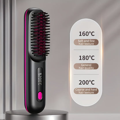 Cordless Hair Straightener 2-in-1 Ceramic Flat Iron & Curler – USB-C Rechargeable Wireless Portable Travel Styling Tool 3-Speed Heat