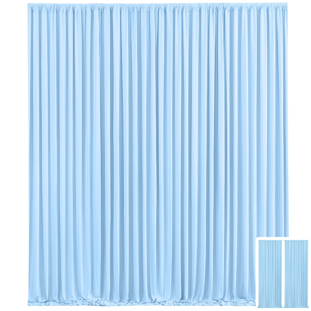 Two-Panel 10 x 10 ft Backdrop Curtain Set with Pole Pockets and 16 Color Options for Events
