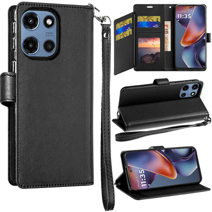 Moto G 5G 2025 Wallet Case PU Leather Folio with 5 Card Slots Cash Pocket Magnetic Closure Kickstand for Motorola Moto G 5G 2025