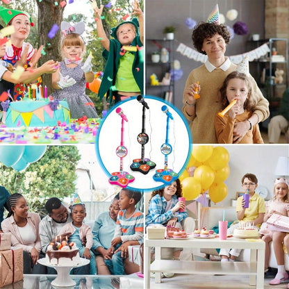 Kids Karaoke Microphone with Stand & Amplifier, Singing Toy for Girls Boys Age 3+, Random Print Design