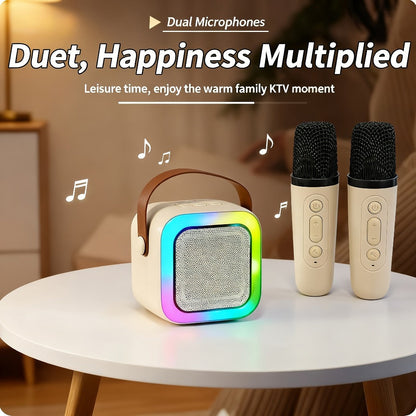 Karaoke Speaker Set with 2 Wireless Microphones & 1200mAh Battery – 3-Piece Portable KTV Party Bundle, Perfect Gift for Family Gatherings
