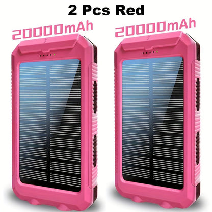 2-Pack Solar Power Bank 20000mAh 40000mAh Portable Dual USB Fast Charging with Built-In for an Everyday Personal Care Routine