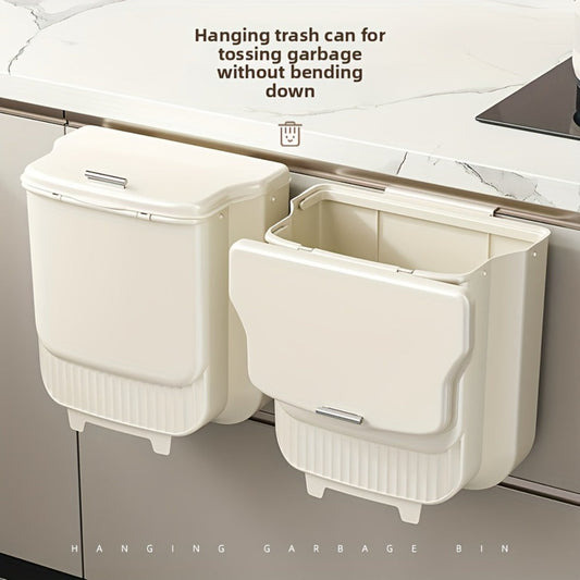Collapsible 1.85-Gallon Trash Can with Lid for Wall Mount, Cabinet Door Hanging or Floor Placement