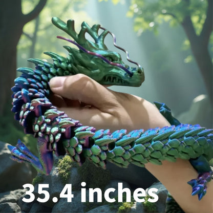 3D Printed Articulated Dragon Figurine 35.4" Giant Poseable Chinese Dragon Collectible Sculpture