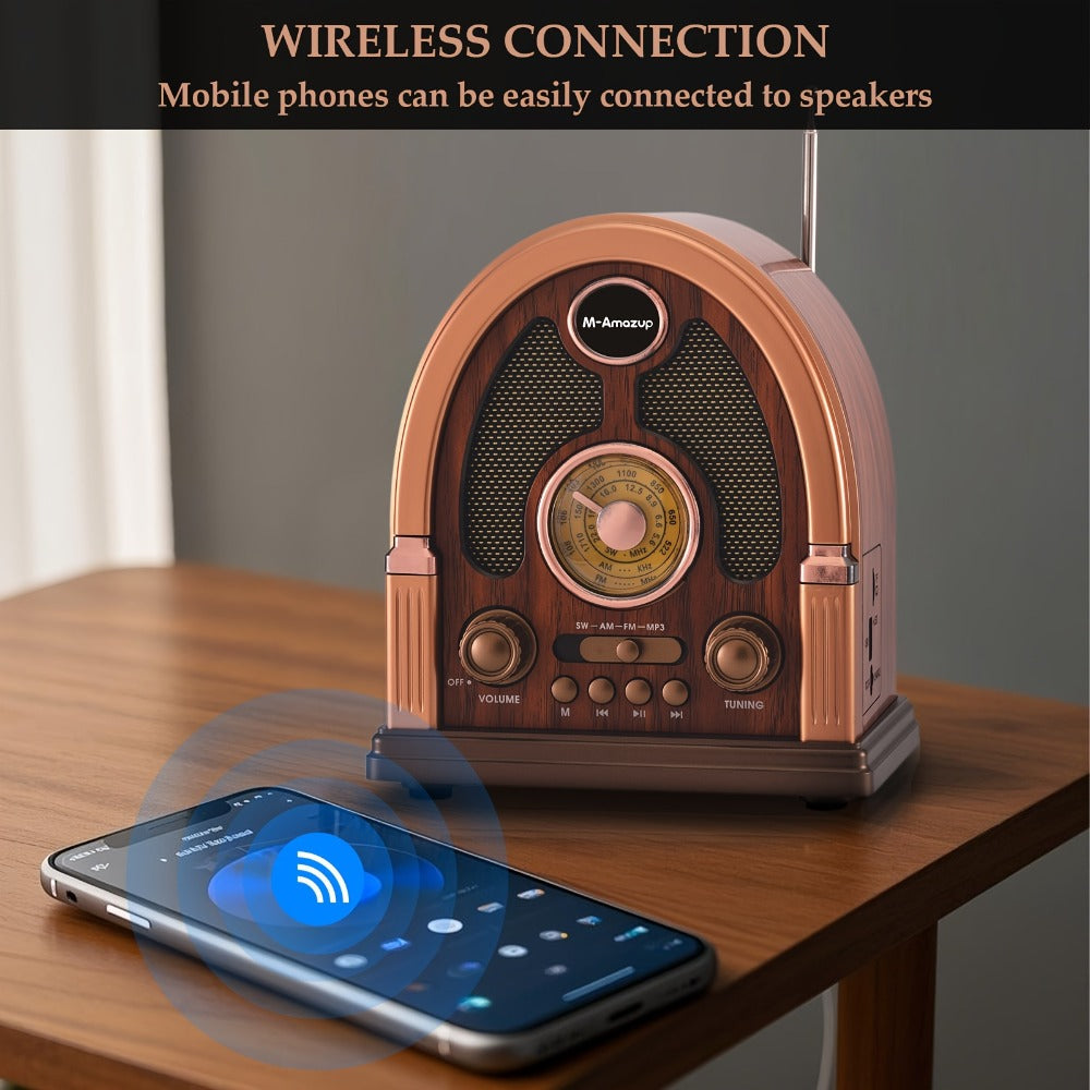 Portable AM FM SW Radio Bluetooth Speaker, Multi-Function Wireless Speaker with TF Card Player, Stereo Sound
