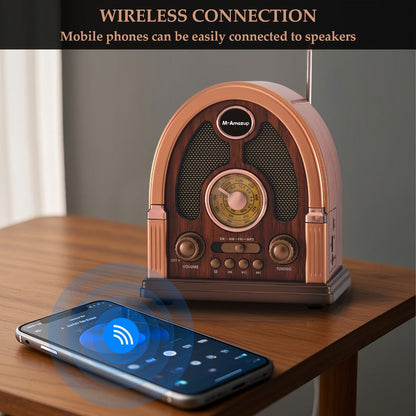 Portable AM FM SW Radio Bluetooth Speaker, Multi-Function Wireless Speaker with TF Card Player, Stereo Sound